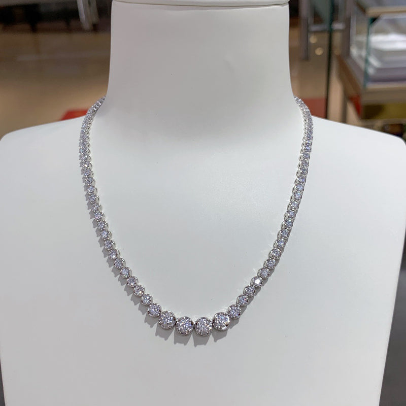 White Gold Plated 925 Sterling Silver Necklace with Brillian - Front View - FITINY Jewelry