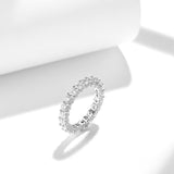 Moissanite Solitaire Ring in Sterling Silver with White Gold - Front View - FITINY Jewelry