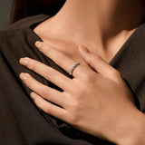 Bubble-Embossed Moissanite Ring in Sterling Silver – Geometr - Side View - FITINY