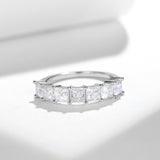Princess-Cut Moissanite Ring in Sterling Silver – Elegant Ev - Front View - FITINY Jewelry
