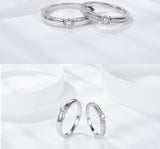 Rings displayed on a textured linen surface with soft shadows — elegant and minimal aesthetic