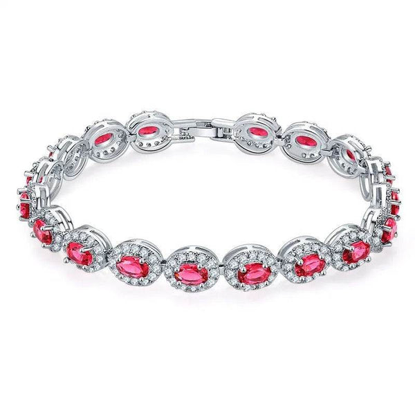 Bracelet tennis halo en oxyde de zirconium coloré, bijou de mariée en pierres précieuses multicolores, cadeau unique pour elle, bracelet de demoiselle d'honneur en oxyde de zirconium