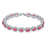 Colorful CZ Halo Tennis Bracelet, Multicolor Gemstone Bridal Jewelry, Unique Pattern Gift for Her, Cubic Zirconia Bridesmaid Bracelet