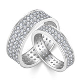 S925 Moissanite Matching Couple Eternity Bands Wedding Rings, Two-Row 1ct & Three-Row 1.8ct, D-Grade VVS, 18K White Gold Plated Unisex Rings