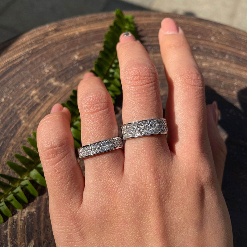 S925 Moissanite Matching Couple Eternity Bands Wedding