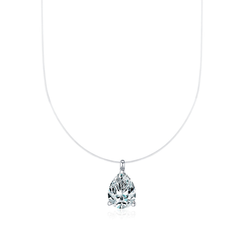 Waterdrop Moissanite Choker Necklace in Sterling Silver – Mi - Front View - FITINY Jewelry