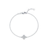 Floral梅花-Inspired Sterling Silver Bracelet with Moissanite A - Front View - FITINY Jewelry