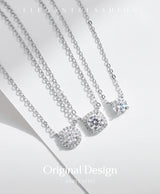 Geometric Moissanite Pendant Necklace in Sterling Silver – D - Front View - FITINY Jewelry