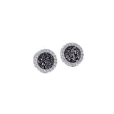 Multicolor Crystal Cluster Magnetic Round Halo Stud Earrings for Men Women, 6mm Round Crystal Inlaid Magnetic Earrings Non-Piercing Clip On Stud Earring - Fitiny