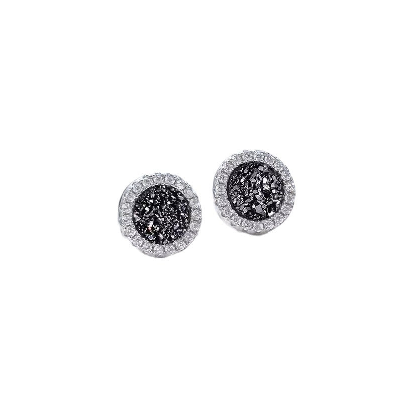 Multicolor Crystal Cluster Magnetic Round Halo Stud Earrings for Men Women, 6mm Round Crystal Inlaid Magnetic Earrings Non-Piercing Clip On Stud Earring - Fitiny