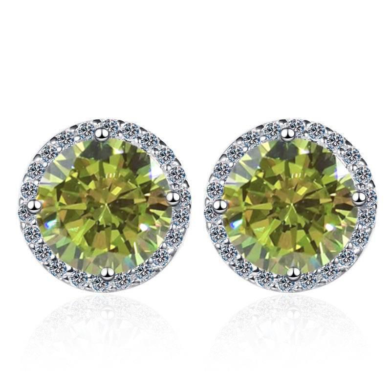 S925 Multicolor Moissanite Halo Stud Earrings, Sterling Silver 10 Color Round-Cut Certificated Moissanite Jewelry for Men & Women, Simple & Stylish Gift for Wedding, Birthday, Anniversary - FITINY Jewelry