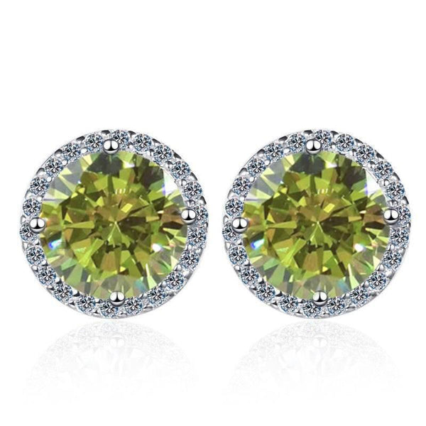S925 Multicolor Moissanite Halo Stud Earrings, Sterling Silver 10 Color Round-Cut Certificated Moissanite Jewelry for Men & Women, Simple & Stylish Gift for Wedding, Birthday, Anniversary - FITINY Jewelry