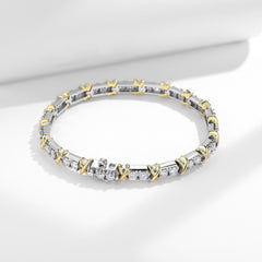 Geometric Cross Bracelet in Sterling Silver with 18K Gold Pl - Front View - FITINY Jewelry