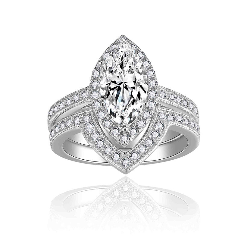 French-Inspired Vintage Moissanite Stack Ring Set – 2.0ct Ce - Front View - FITINY Jewelry
