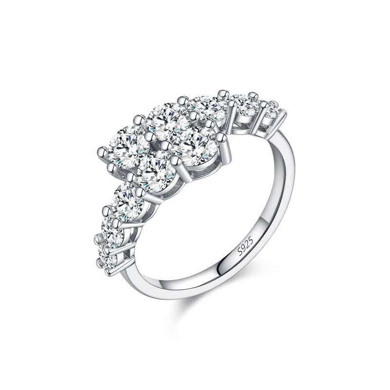Geometric Moissanite Stackable Ring in Sterling Silver – Cha - Front View - FITINY Jewelry