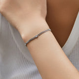 Geometric Punk Style Moissanite Bracelet in Sterling Silver - Detail View - FITINY Jewelry