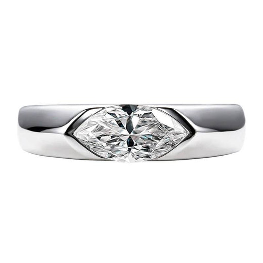S925 18k Marquise Moissanite Wedding Engagement Ring, 5*10mm 1ct VVS D-Gragde Certified, 18K White Gold & Rhodium Plated Vintage-Inspired Luxury Solitaire for Her Him - FITINY Jewelry