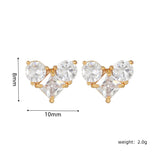 16 Pairs Pink Heart Stud Hoop Huggies Drop Earrings Set, 18K Gold Plated Stacking CZ & Pearl Designs, Planet Snowflake Moon Star