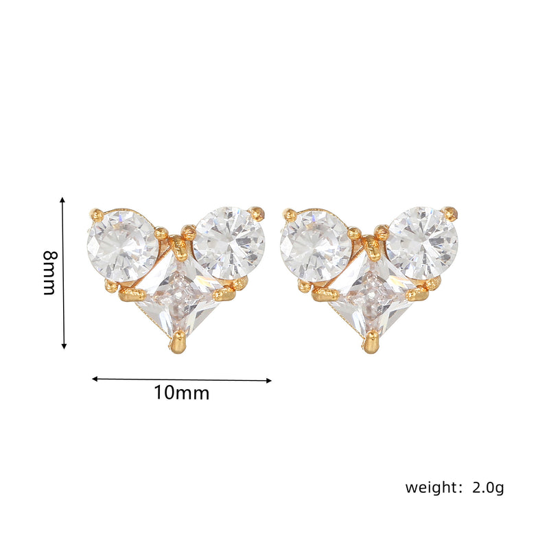16 Pairs Pink Heart Stud Hoop Huggies Drop Earrings Set, 18K Gold Plated Stacking CZ & Pearl Designs, Planet Snowflake Moon Star