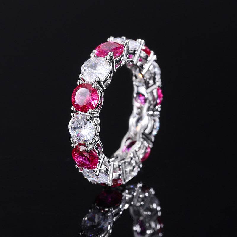 S925 Geometric Stackable Band CZ Ring, 5mm Cubic Zirconia, Sterling Silver Retro Statement Ring for Men and Women - FITINY Jewelry