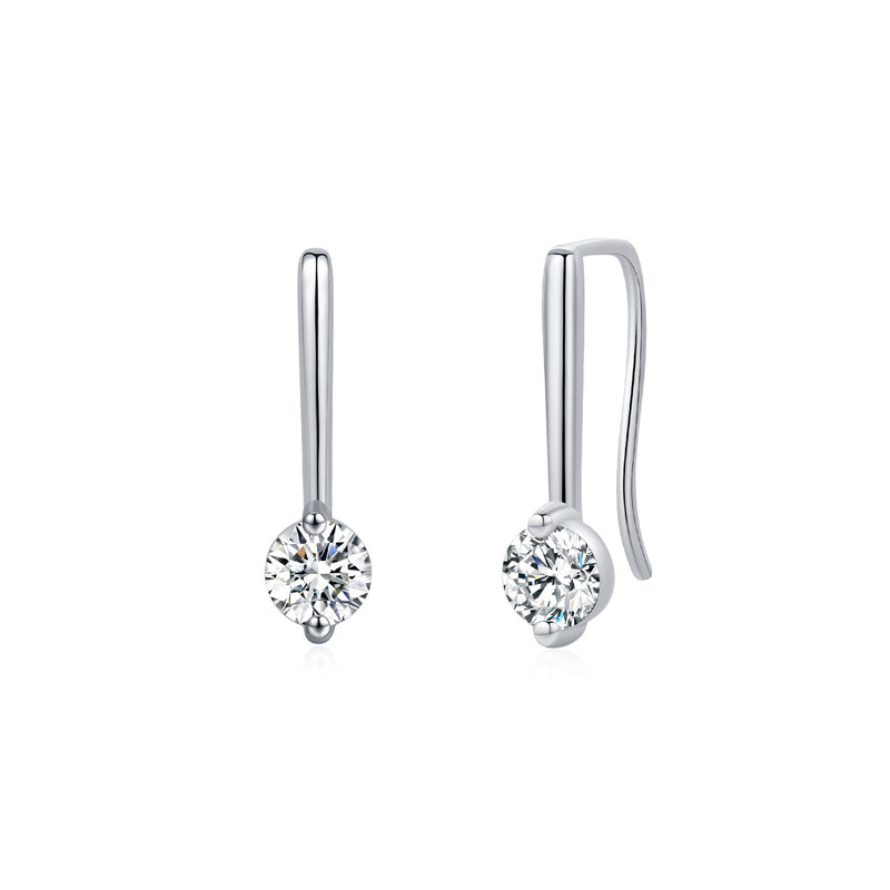 Geometric Round Moissanite Stud Earrings in Sterling Silver - Front View - FITINY Jewelry