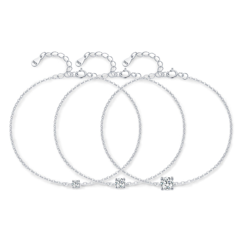 Geometric Moissanite Bracelet in Sterling Silver – Minimalis - Front View - FITINY Jewelry