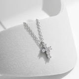 FITINY S925 Sterling Silver Moissanite Cross Pendant Necklace for Women - Trendy Layered Style