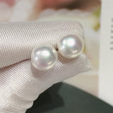 Dainty Natural Flawless Pearl Stud Earrings, S925 Sterling Silver, High Luster No Blemish Mini Bulb Freshwater 5A Pearl Studs