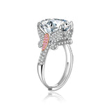Bague ajustable multicolore en zircone cubique ovale taille fleur de glace, bleu et vert, 10 x 14 mm, 8A, bande pavée bicolore, luxe délicat 