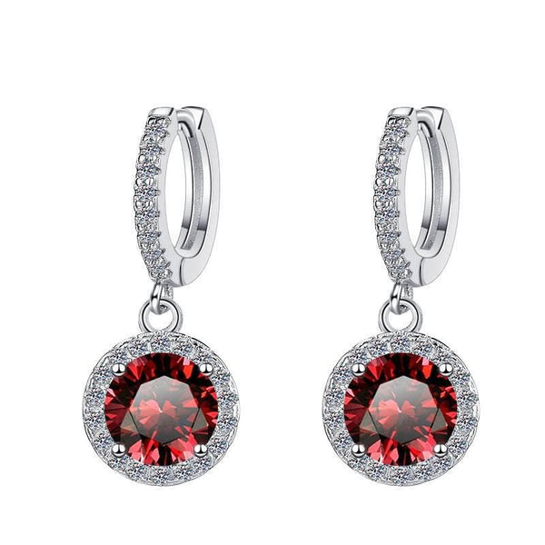 S925 Colorful Moissanite/CZ Round Halo Drop Earrings, 1ct D-Grade VVS Certificate, Hypoallergenic Sterling Silver Gift - FITINY Jewelry