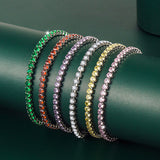Multicolor CZ Iced Out Adjustable Tennis Bracelet, 3mm 5A Cubic Zirconia