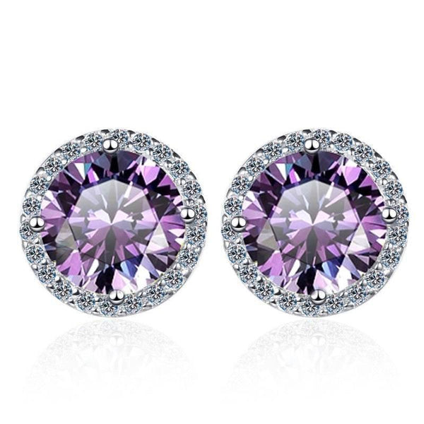 S925 Multicolor Moissanite Halo Stud Earrings, Sterling Silver 10 Color Round-Cut Certificated Moissanite Jewelry for Men & Women, Simple & Stylish Gift for Wedding, Birthday, Anniversary - FITINY Jewelry
