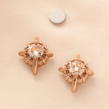 Multicolor Stainless Steel Magnetic 4-Pointed Star CZ Stud Earrings for Men Women, Round Cubic Zirconia Inlaid Magnetic Earrings Non-Piercing Clip On Stud Earring - Fitiny