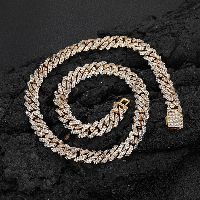 Diamond-Cut Cuban Chain Necklace in Gold or White Gold – Bol - Front View - FITINY Jewelry