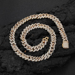 Diamond-Cut Cuban Chain Necklace in Gold or White Gold – Bol - Front View - FITINY Jewelry