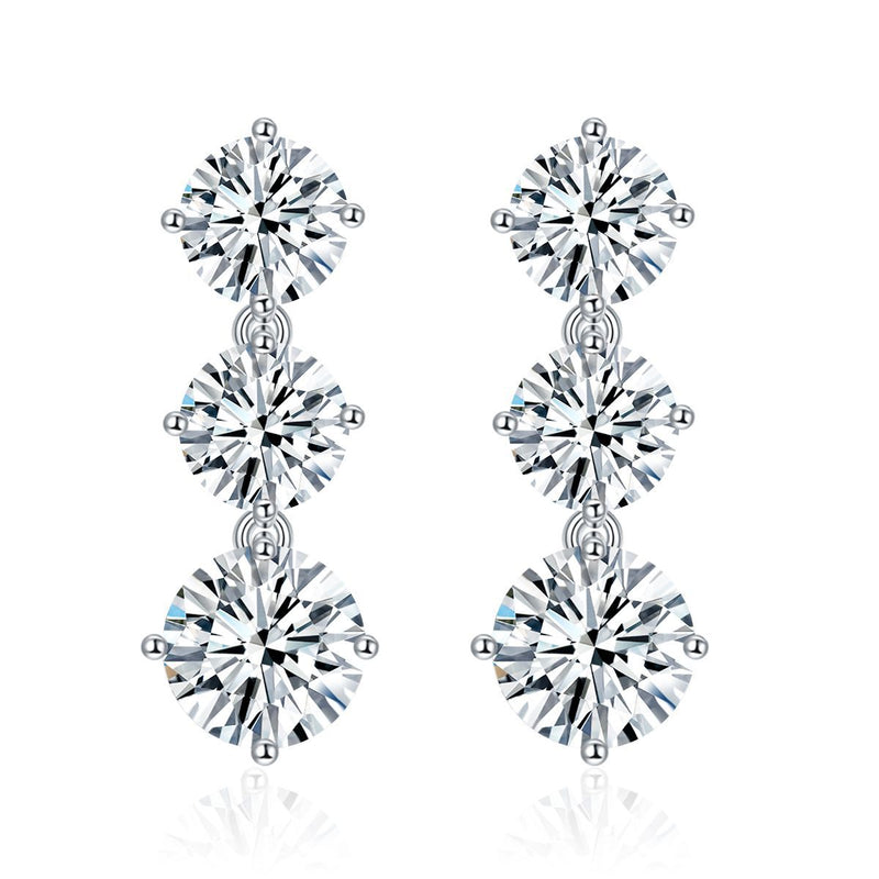 Geometric Four-Prong Moissanite Stud Earrings in 925 Sterlin - Front View - FITINY Jewelry