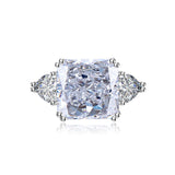 Multicolor Ice Flower Cut Square CZ Adjustable Ring, 12*12mm 8A Main Cubic Zirconia, Two Heart Side CZ, Dainty Luxe