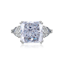 Multicolor Ice Flower Cut Square CZ Adjustable Ring, 12*12mm 8A Main Cubic Zirconia, Two Heart Side CZ, Dainty Luxe - FITINY Jewelry