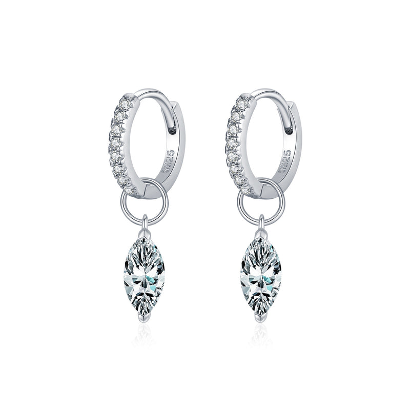 Waterdrop Moissanite Stud Earrings in Sterling Silver - Front View - FITINY Jewelry