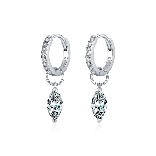 Waterdrop Moissanite Stud Earrings in Sterling Silver - Front View - FITINY Jewelry