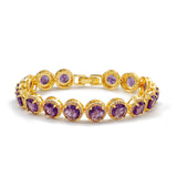 Dazzling Multicolor Cubic Zirconia Round Halo Bracelet, Colored Gem Stones, Adjustable Design, and Unique Patterns
