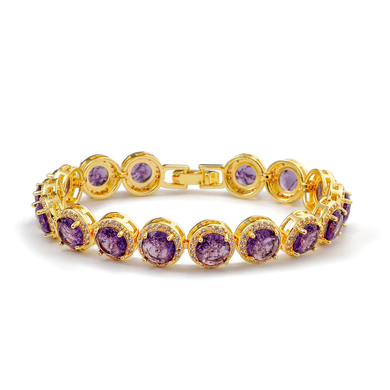 Dazzling Multicolor Cubic Zirconia Round Halo Bracelet, Colored Gem Stones, Adjustable Design, and Unique Patterns