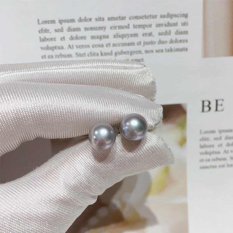 Dainty Natural Flawless Pearl Stud Earrings, S925 Sterling Silver, High Luster No Blemish Mini Bulb Freshwater 5A Pearl Studs