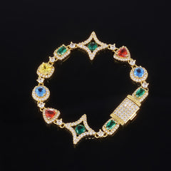 Geometric Hip Hop Bracelet with Cubic Zirconia in Gold or Wh - Front View - FITINY Jewelry