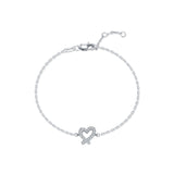 Heart-Shaped Moissanite Bracelet in Sterling Silver for Wome - Front View - FITINY Jewelry