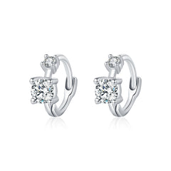 Geometric Round Stud Earrings with Sparkling Cubic Zirconia  - Front View - FITINY Jewelry