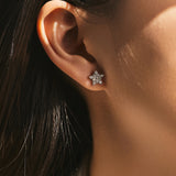 Snowflake Moissanite Stud Earrings in Sterling Silver - Side View - FITINY