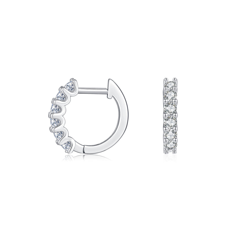 Oval Moissanite Hoop Earrings in Sterling Silver - Front View - FITINY Jewelry