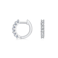 Oval Moissanite Hoop Earrings in Sterling Silver - Front View - FITINY Jewelry