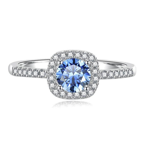 S925 Multicolor Moissanite Cushion Halo Adjustable Rings with Pavé-Set Band & Square Accents, 0.5ct-2ct D-Grade VVS Certificate, 12 Vibrant Colors, Sterling Silver Jewelry - FITINY Jewelry